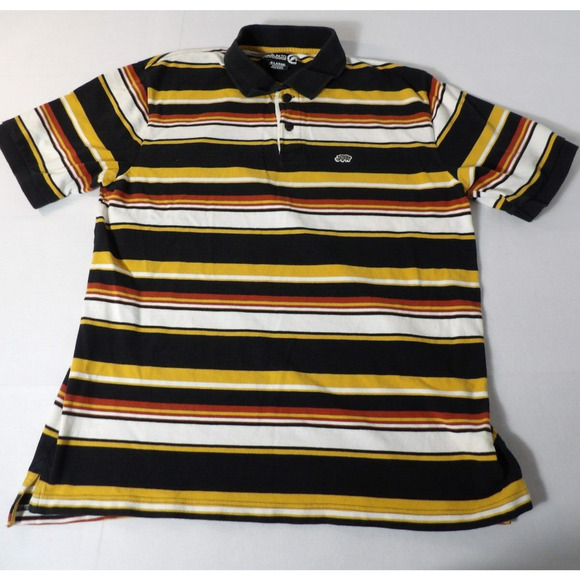 Ecko Unltd. Shirt XL Polo Collared Striped Black Yellow White Y2K Hip Hop Rhino - Picture 4 of 14